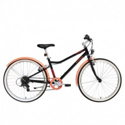 Kids' 9-12 Years 24" Hybrid Bike RIVERSIDE 500 Black