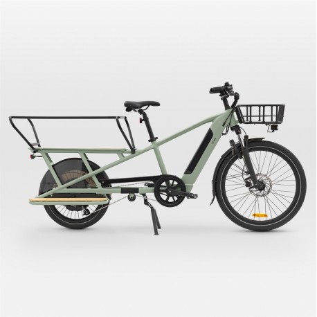 BTWIN Electric Longtail Cargo Bike R500e Green