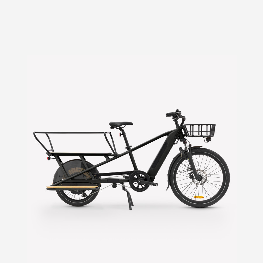 BTWIN Electric Longtail Cargo Bike R500E Black