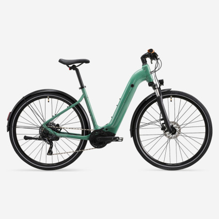Electric Hybrid Bike With Central Motor And Low Frame ROCKRIDER E-actv 500 Green
