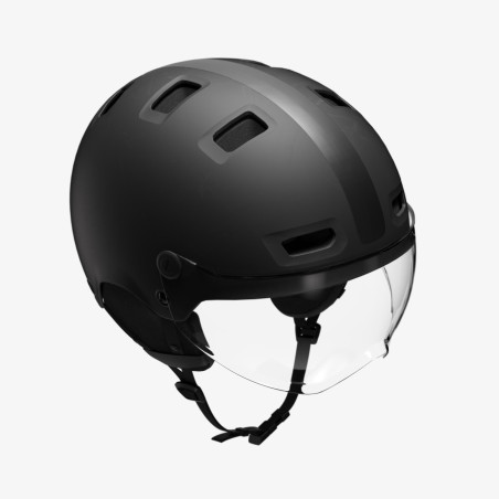 BTWIN City Cycling Helmet With Visor Cbh 580 Black